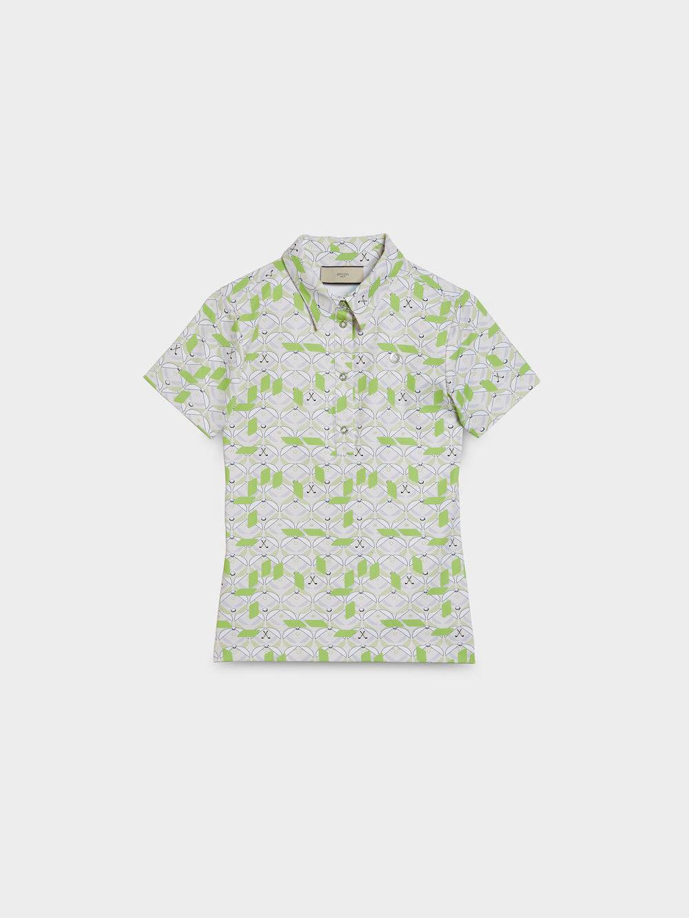 Spoon Golf Geo Print Polo Shirt with Snap Buttons