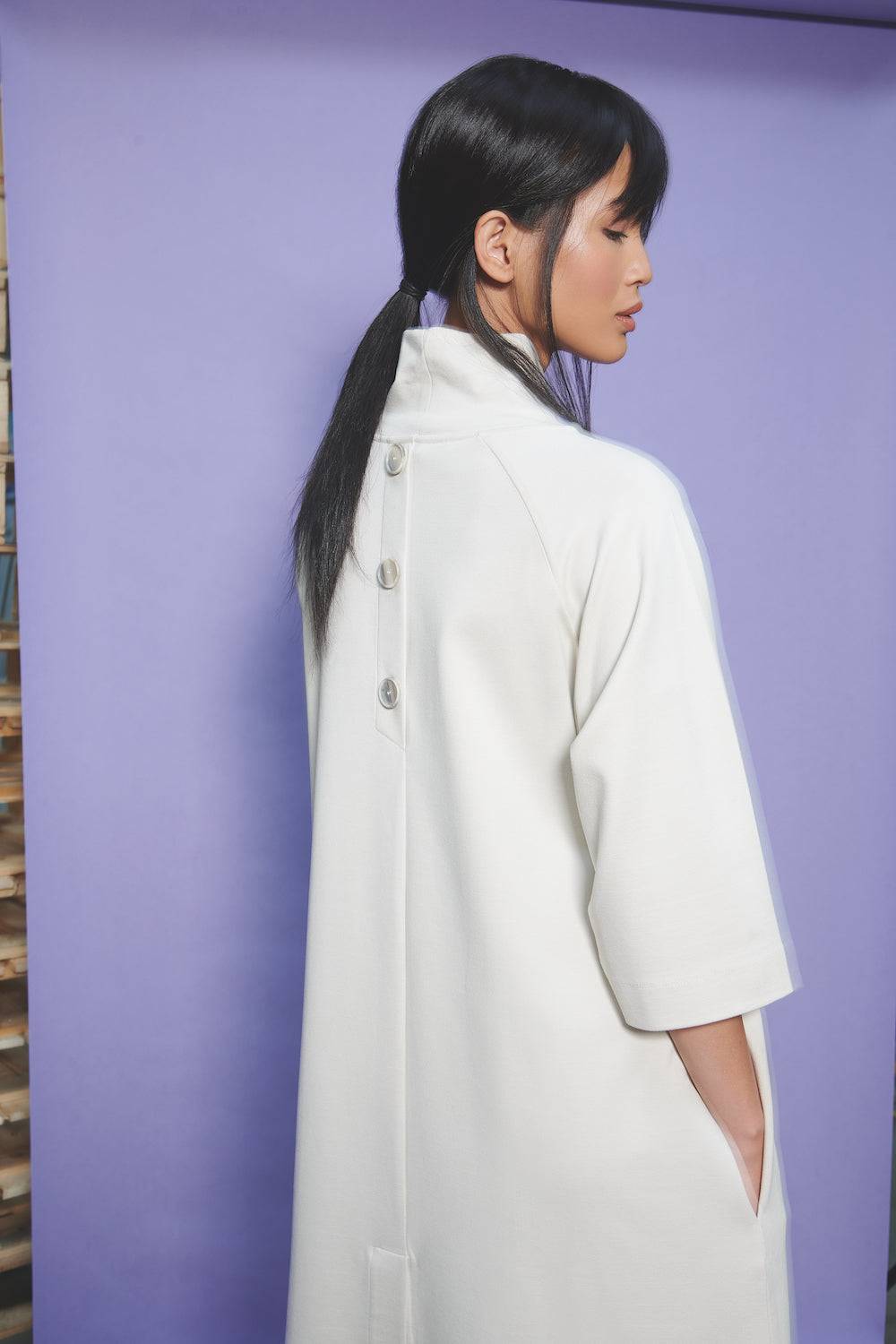 Spoon Golf Jersey Dress with Decorative Back Buttons