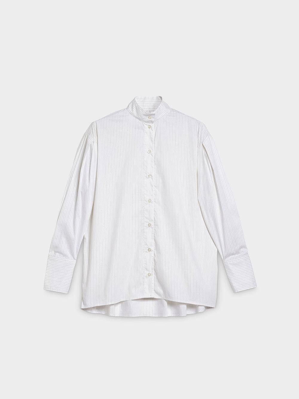 Spoon Golf Sleeve Pleats Stripe Blouse
