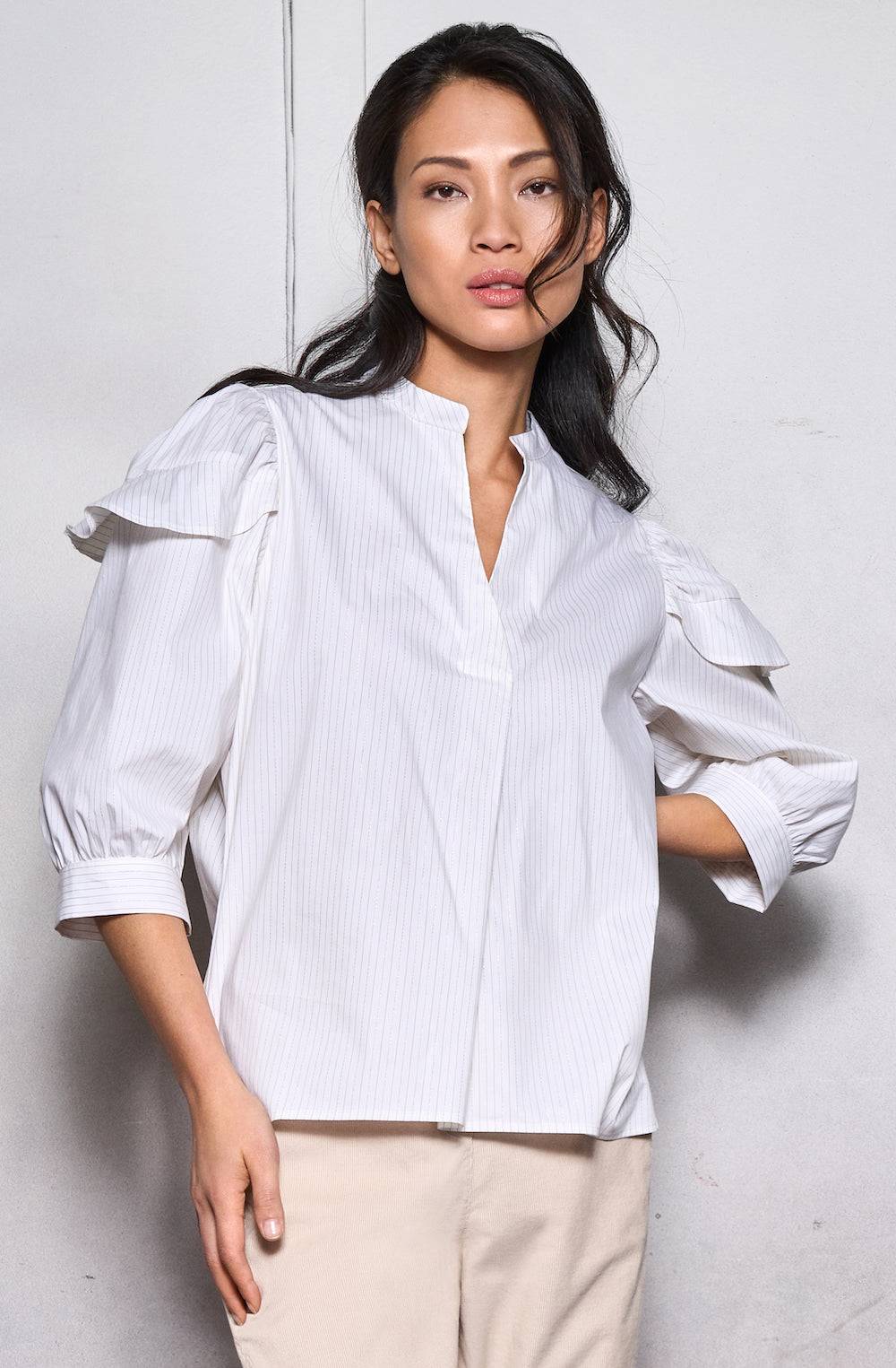Spoon Golf Stripes Blouse with Volants