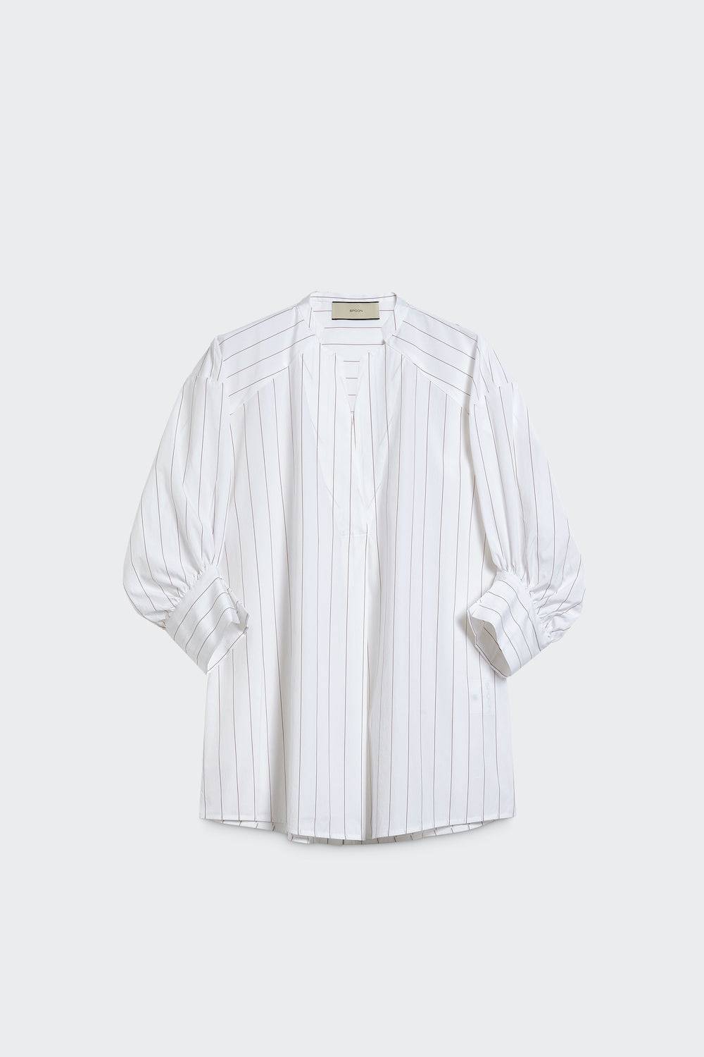 Spoon Golf Maxistriped V-Neck Blouse with Dividing Seam