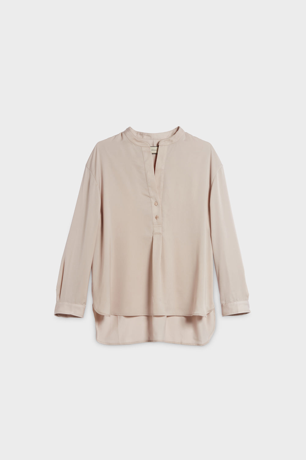 Spoon Golf Satin Blouse with Stand-up Collar