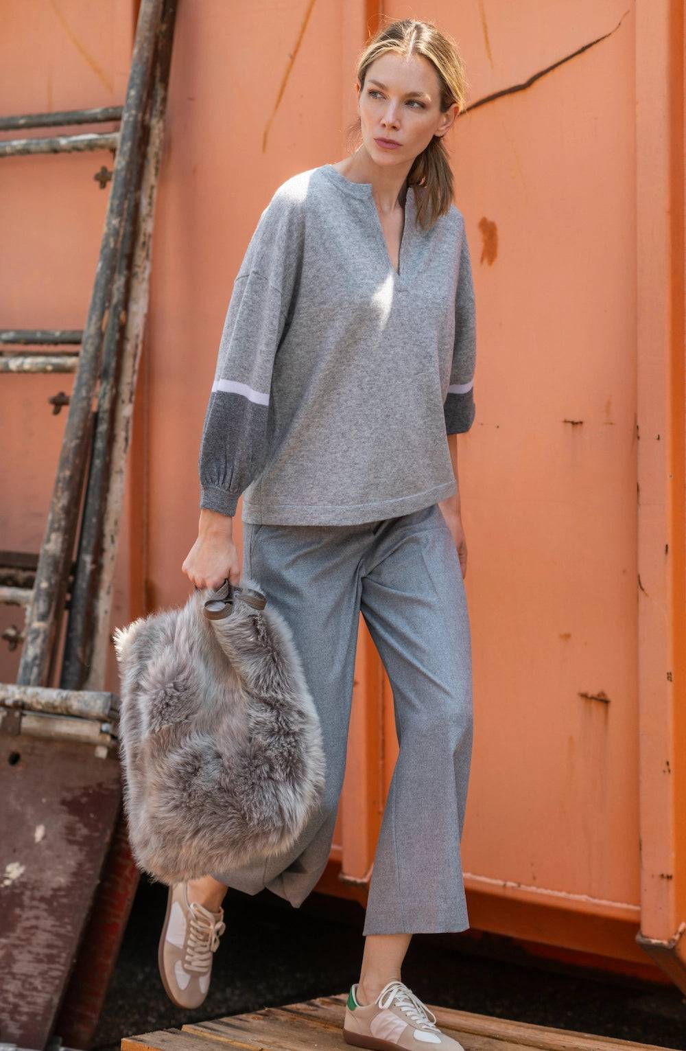 Spoon Golf Contrast Sleeves Wool- Cashmere Sweater Limitierter Zeitrabatt