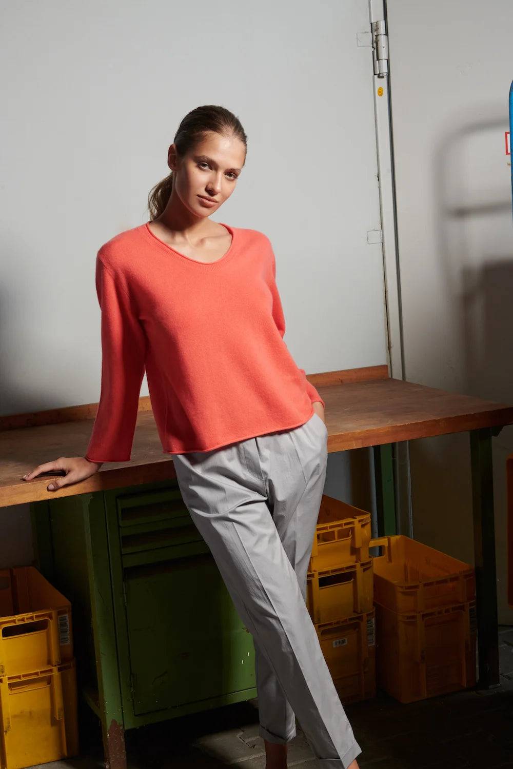 Spoon Golf Cashmere Sweater with Back Panel Detail