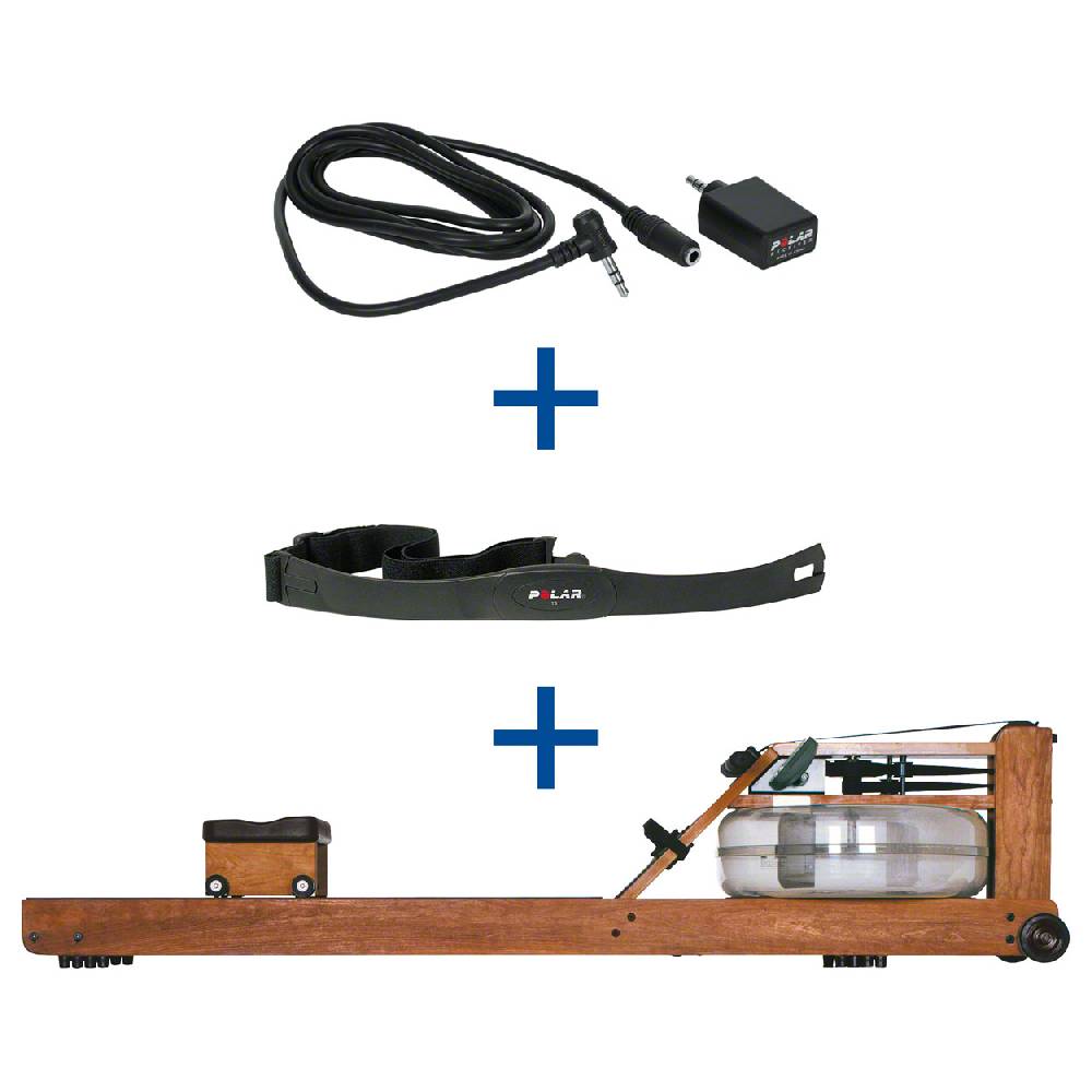 Sport Tec WaterRower Rudergerät Kirsche, inkl. S4 Monitor, Herzfrequenzempfänger und Brustgurt POLAR T31, Set 3-tlg