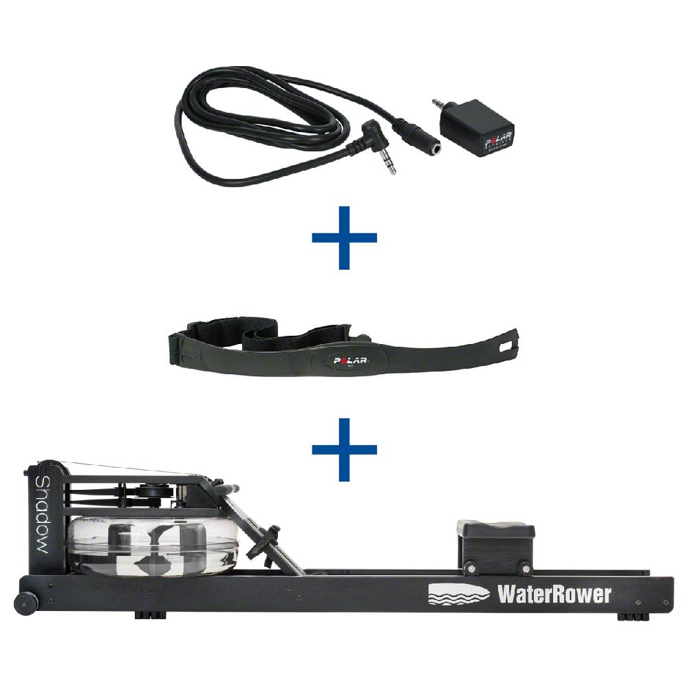 Sport Tec WaterRower Rudergerät Shadow, inkl. S4 Monitor, Herzfrequenzempfänger und Brustgurt POLAR T31, Set 3-tlg