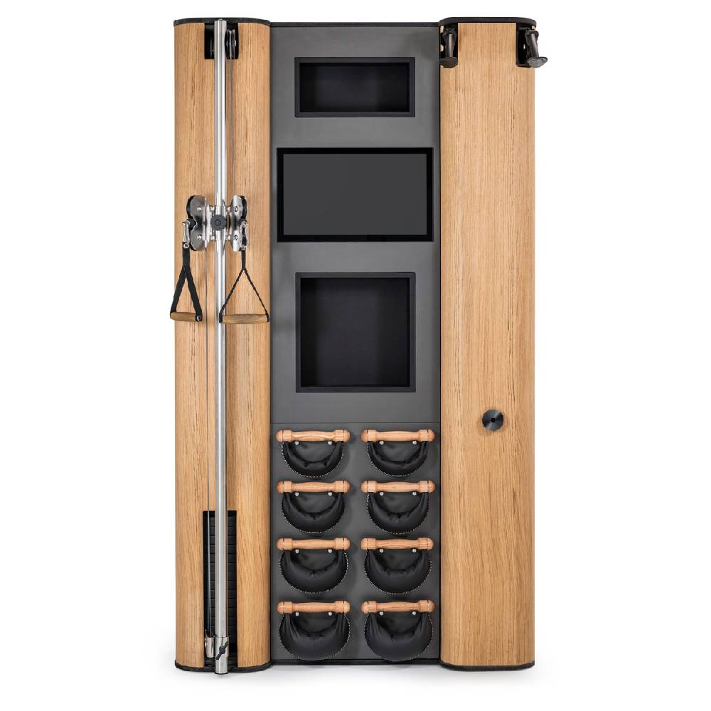 Sport Tec NOHRD Wall Compact, Seilzug, Skitrainer, 8 Swing Hanteln, Eiche