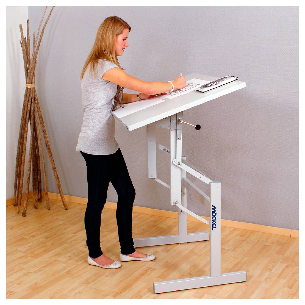 Sport Tec Möckel Sitz-Steharbeitstisch Ergo S72 BxTxH 120x80x72-122 cm, mit Gleitern, grau/grau Weihnachtsangebot