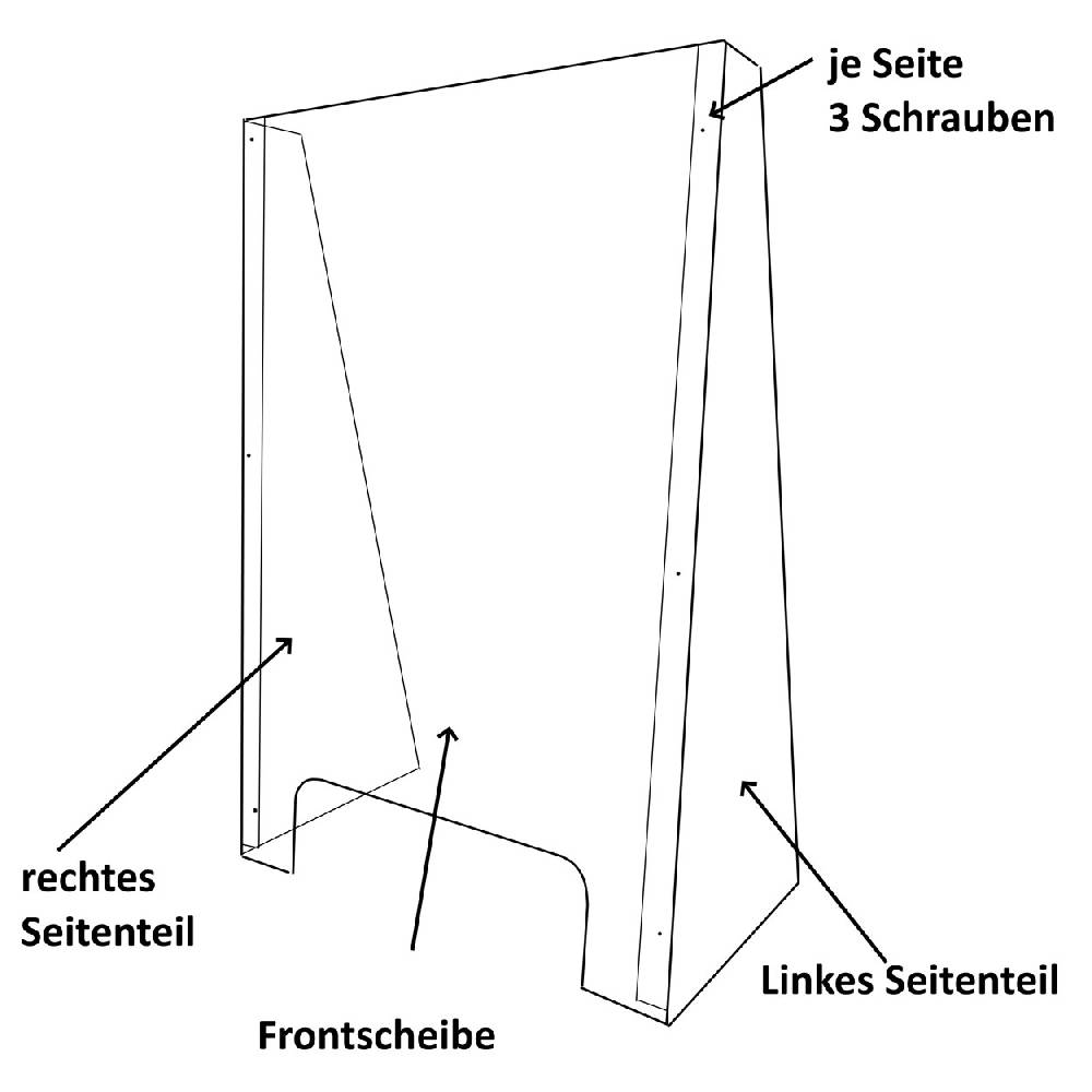 Sport Tec Hygiene Schutzwand aus Acrylglas 58x86x30 cm, mit Durchreiche 40x11 cm Letzte 3 Tage