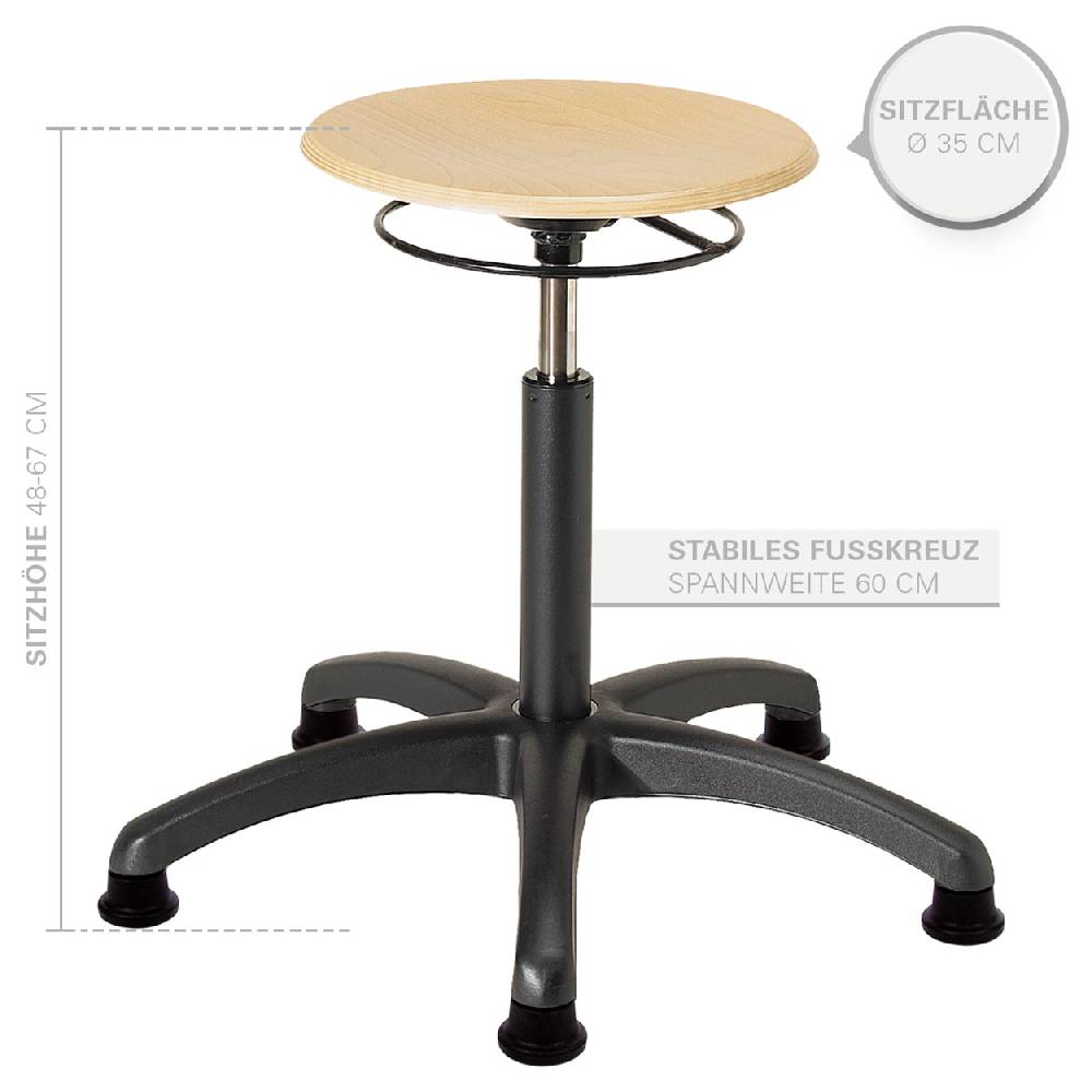 Sport Tec Drehhocker Standard mit Holzsitzfläche und Gleitern Vatertagsangebot