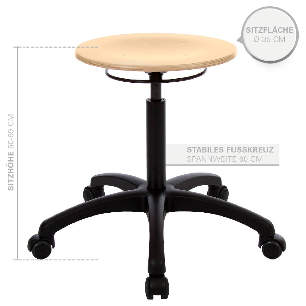 Sport Tec Drehhocker Standard mit Holzsitzfläche und Rollen Valentinstagsangebot