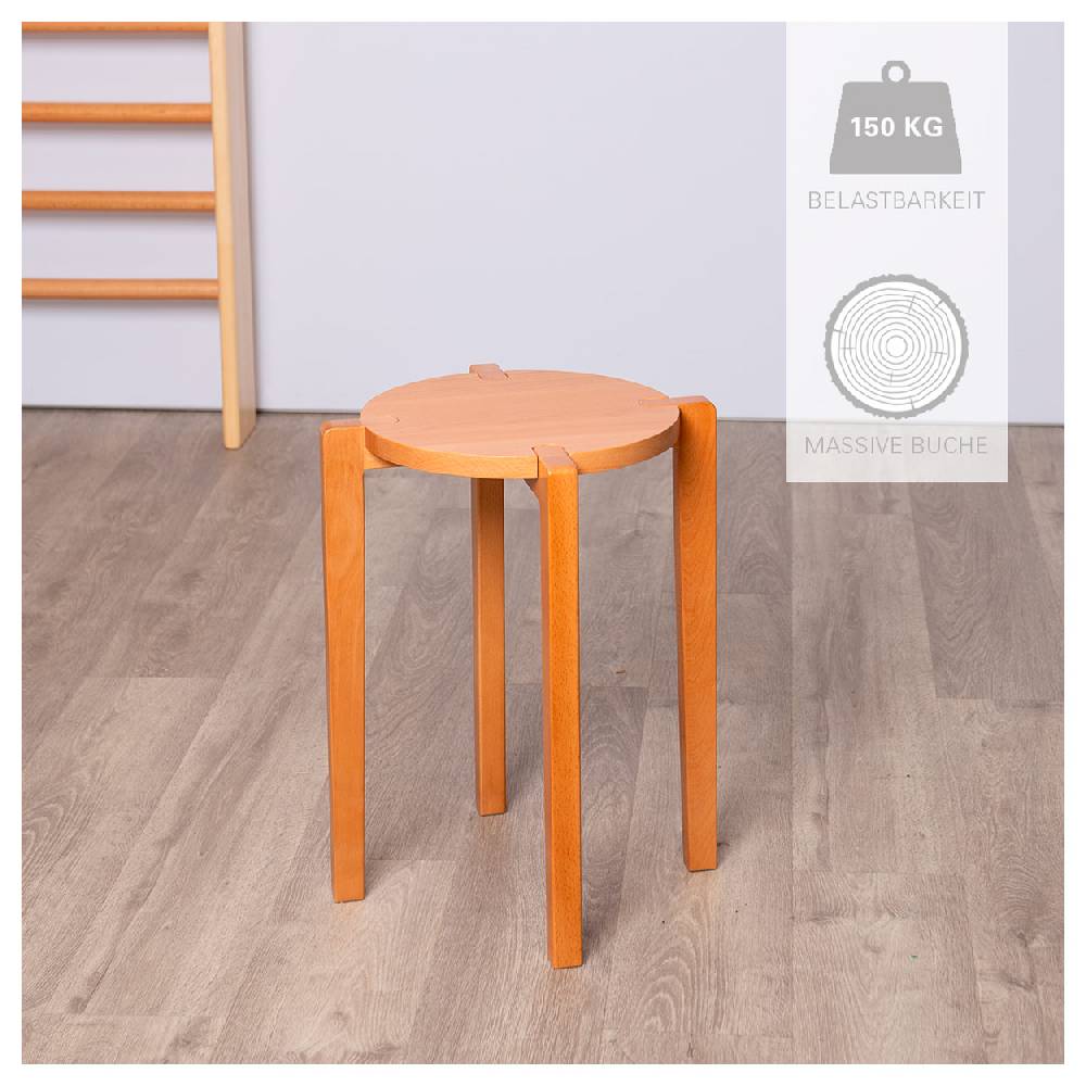 Sport Tec Gymnastikhocker aus Holz, Ø 32 cm, Sitzhöhe 45 cm Kauf eins, bekomm eins gratis